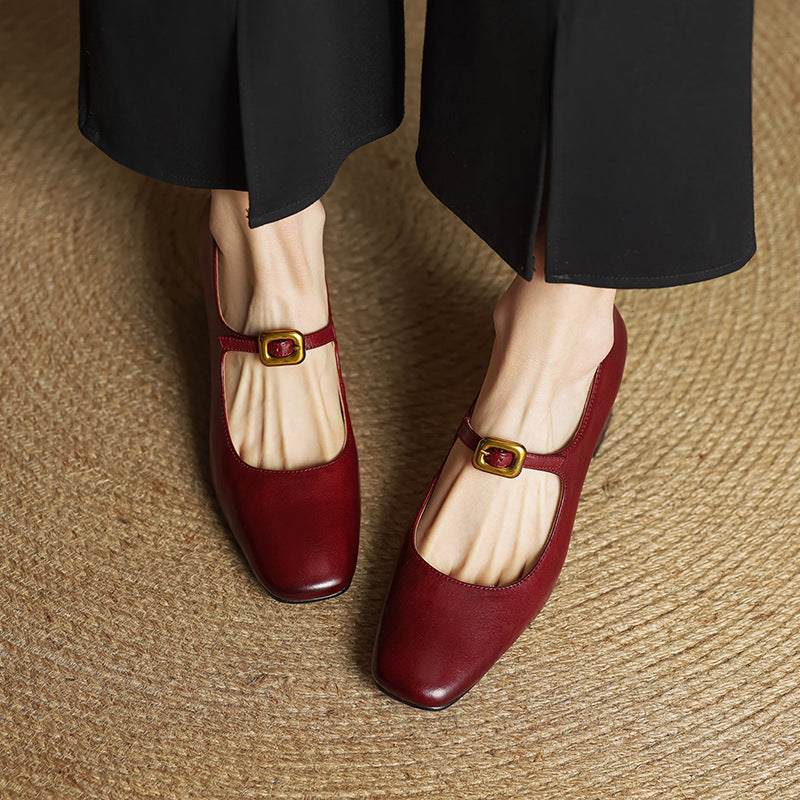 Womens Genuine Leather Heels Classic Fit