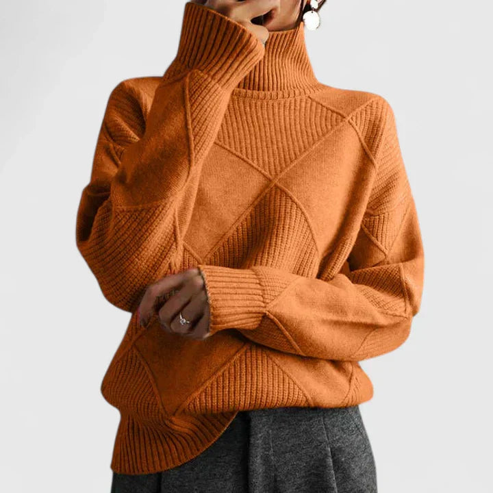Womens Turtleneck Knit Sweater Long Sleeve