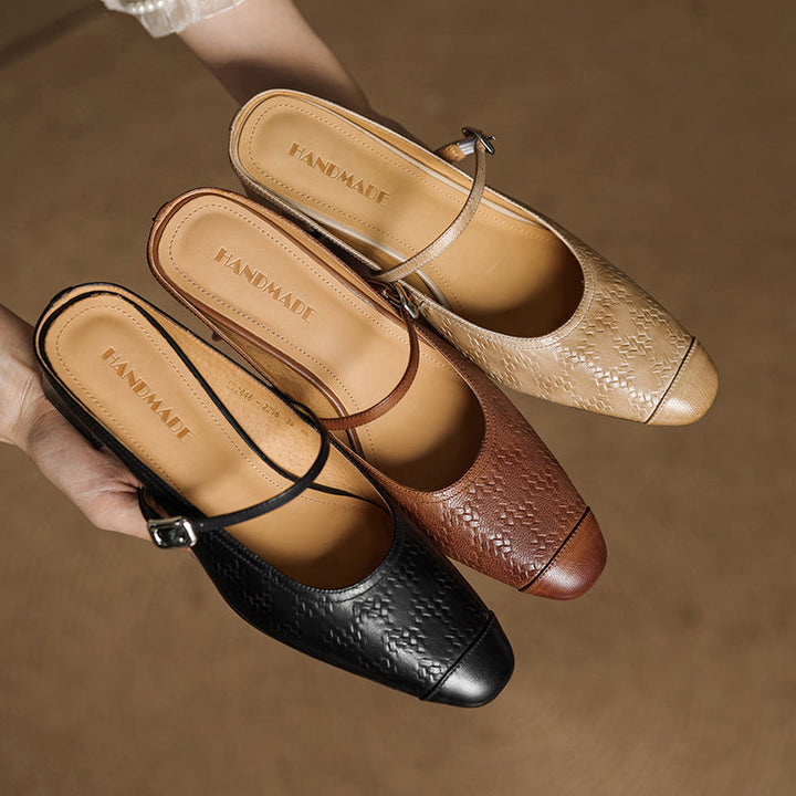 Womens Leather Mules Genuine Leather Slip-On