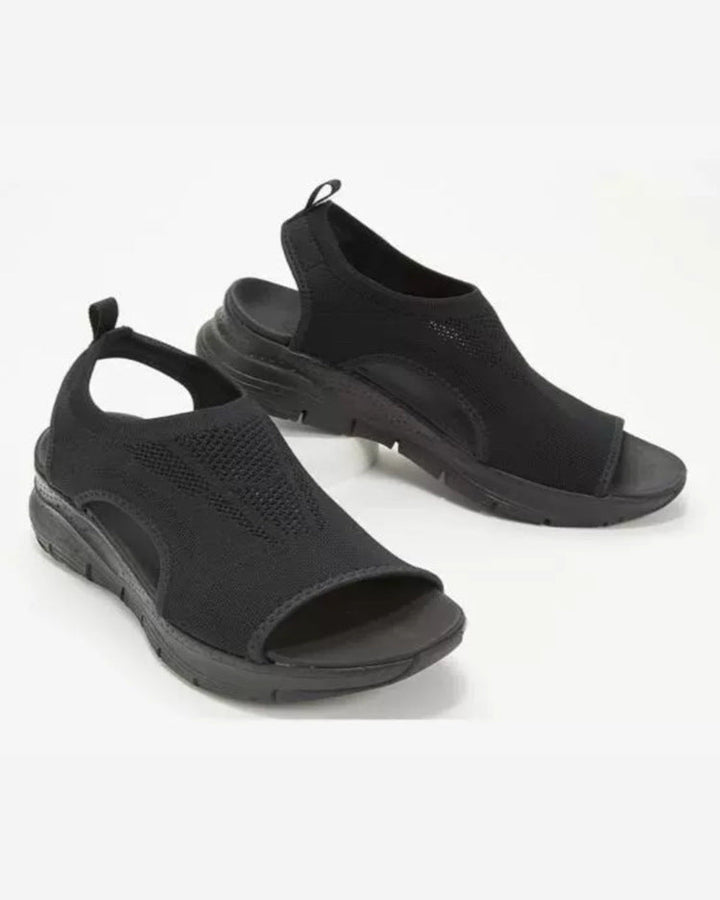 Womens Wedge Sandals Knit Upper Slip-On Open Toe