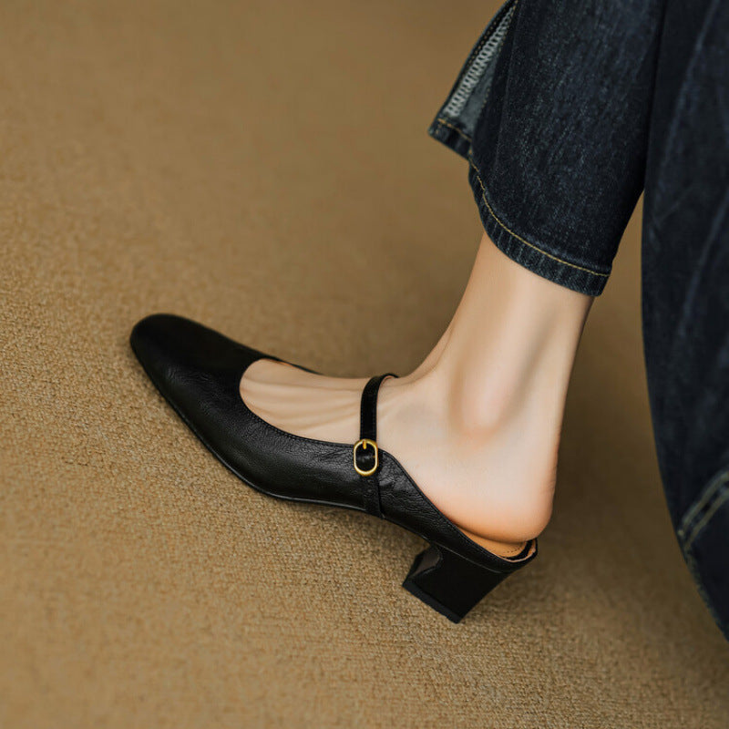 Womens Leather Mules Genuine Leather Slip-On