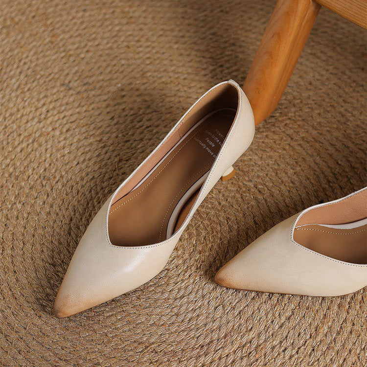 Womens Genuine Leather Heels Classic Fit