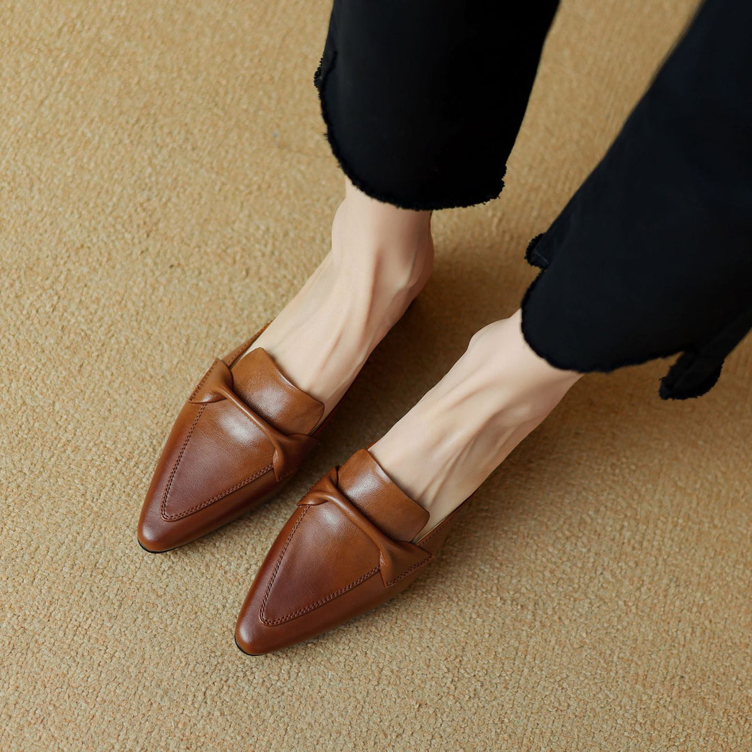 Womens Leather Mules Genuine Leather Slip-On