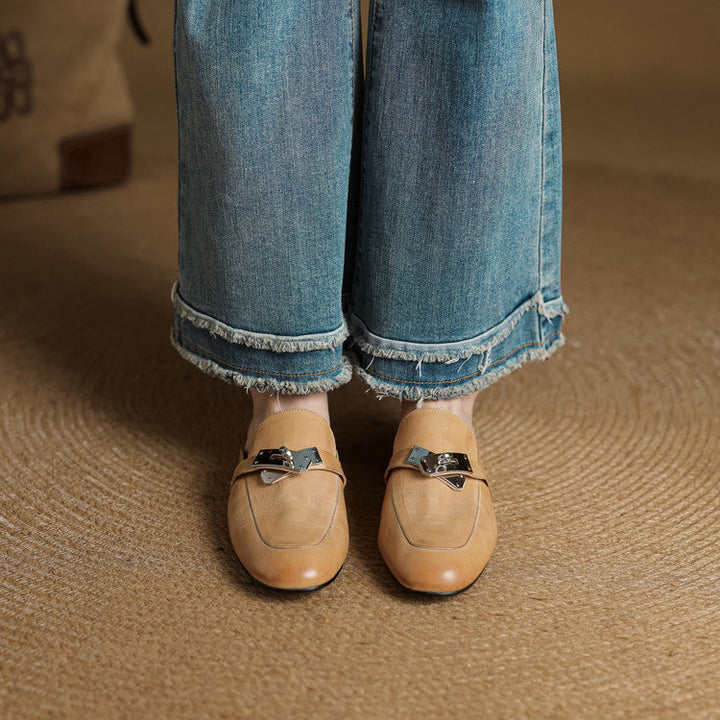 Womens Leather Mules Genuine Leather Slip-On