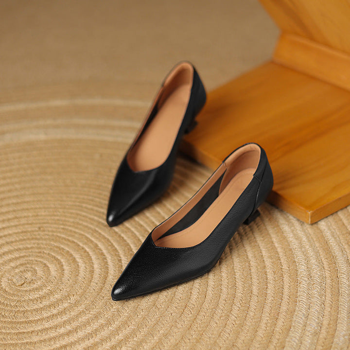 Womens Genuine Leather Heels Classic Fit