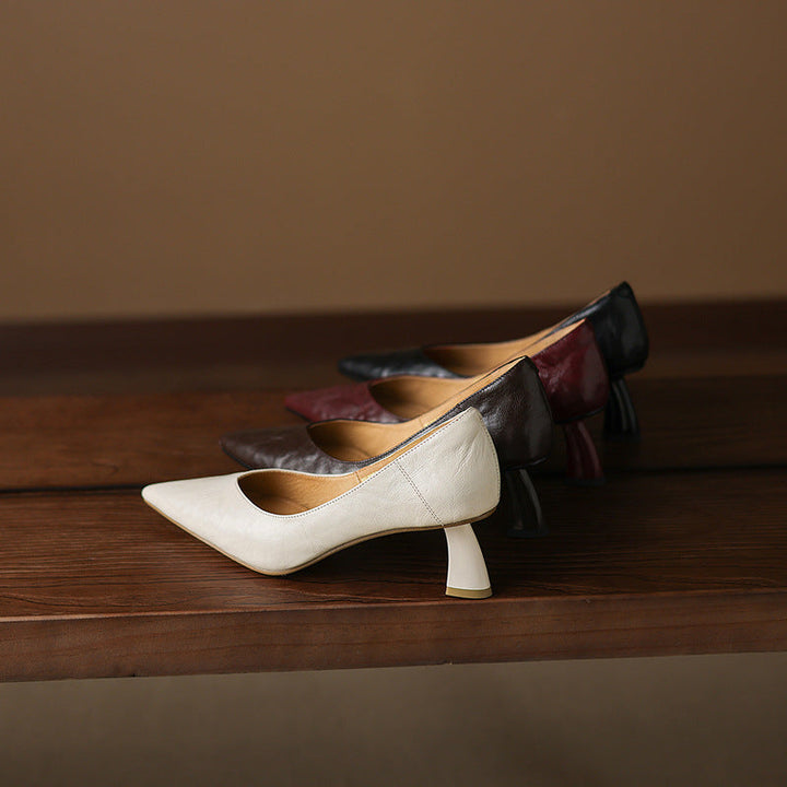 Womens Genuine Leather Heels Classic Fit