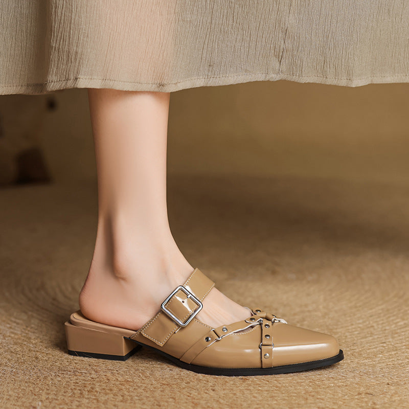 Womens Slingback Shoes Genuine Leather