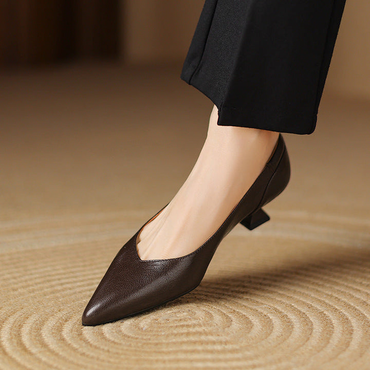 Womens Genuine Leather Heels Classic Fit