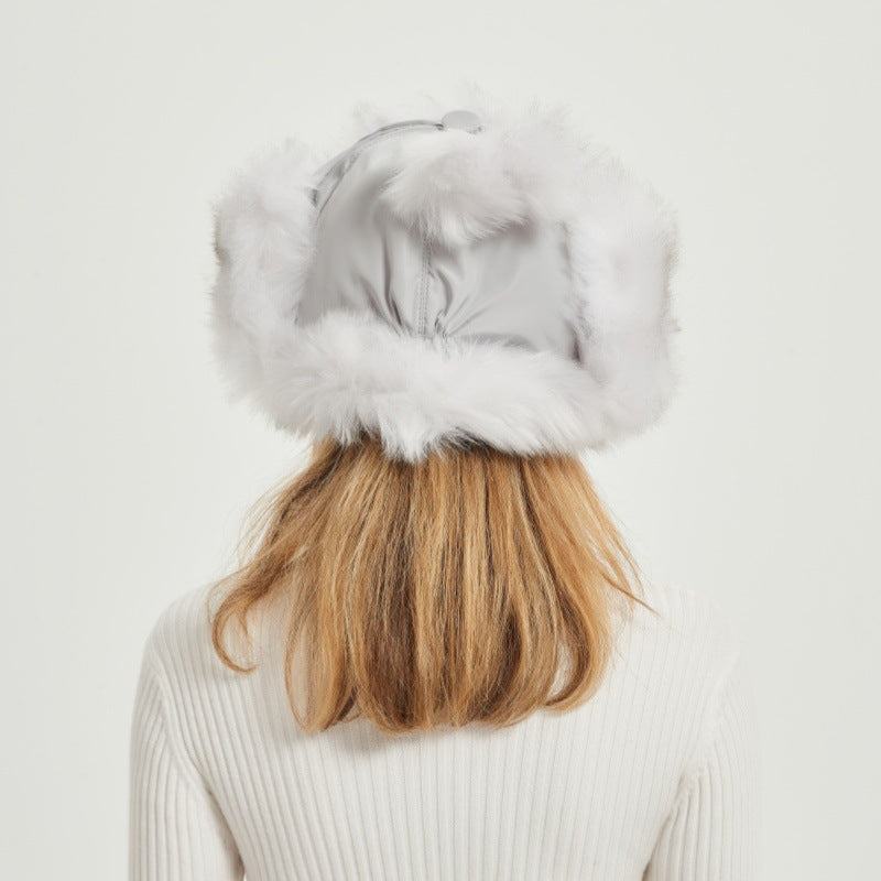 Womens Winter Hat Fluffy Voluminous with Animal Ears