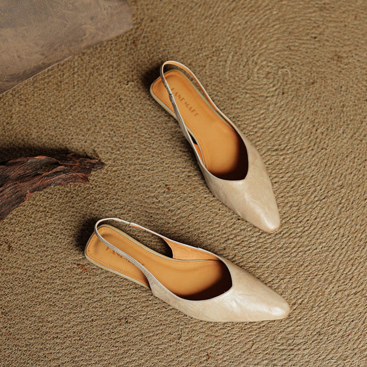 Womens Slingback Shoes Genuine Leather Classic Fit