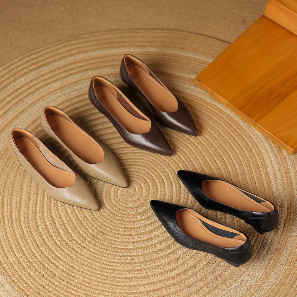 Womens Genuine Leather Heels Classic Fit