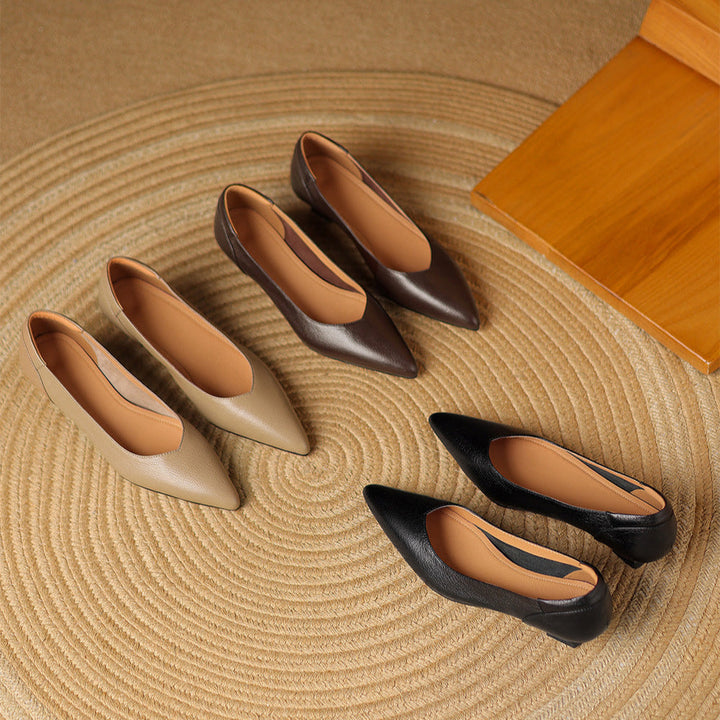 Womens Genuine Leather Heels Classic Fit