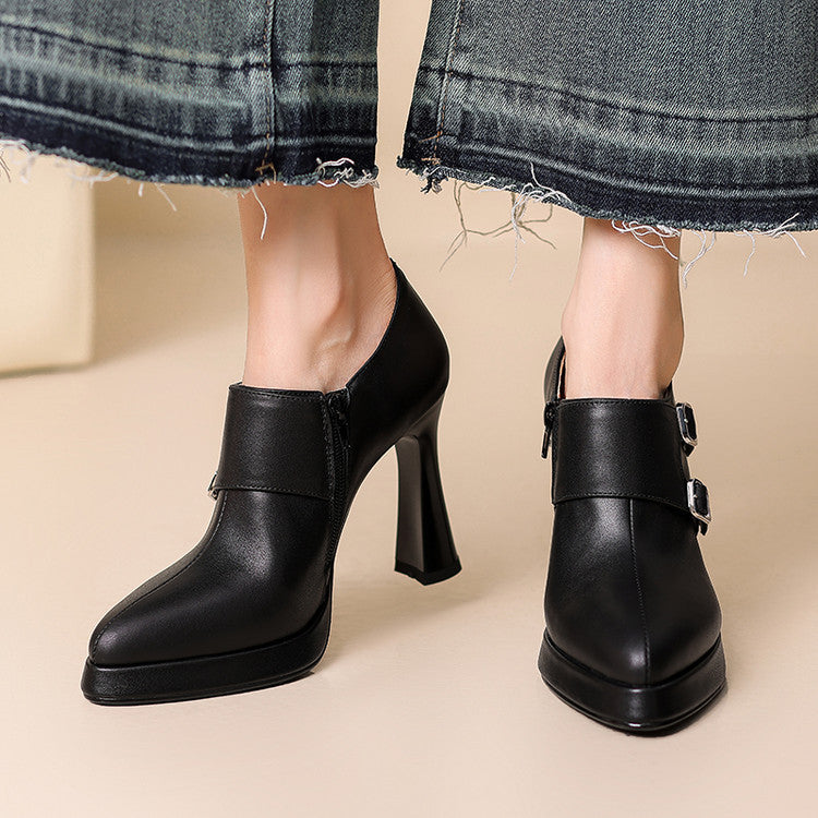 Womens Genuine Leather Heels Classic Fit