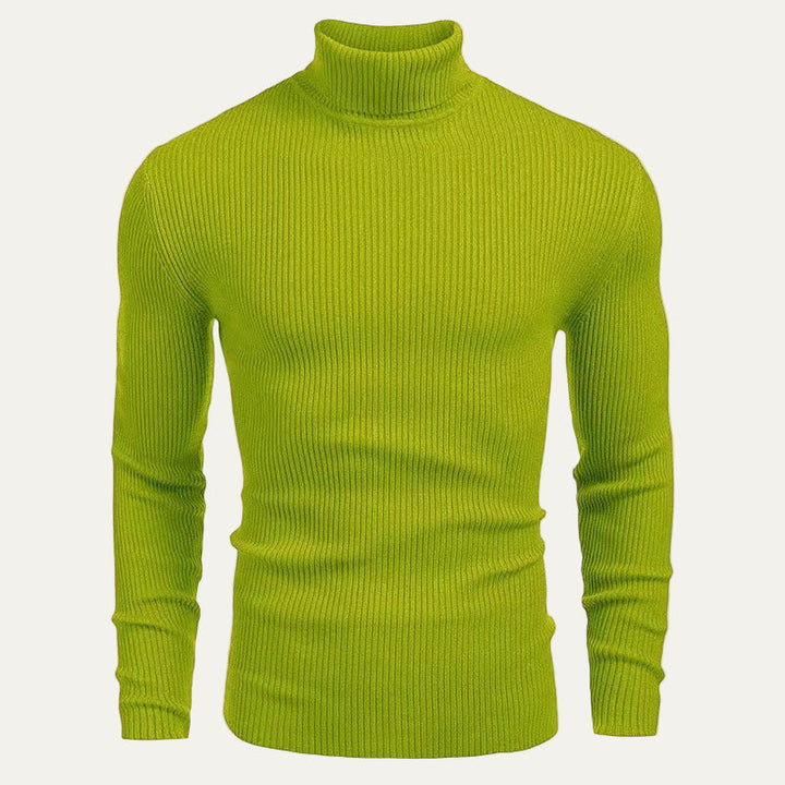 Mens Slim Fit Turtleneck Sweater Rib Knit