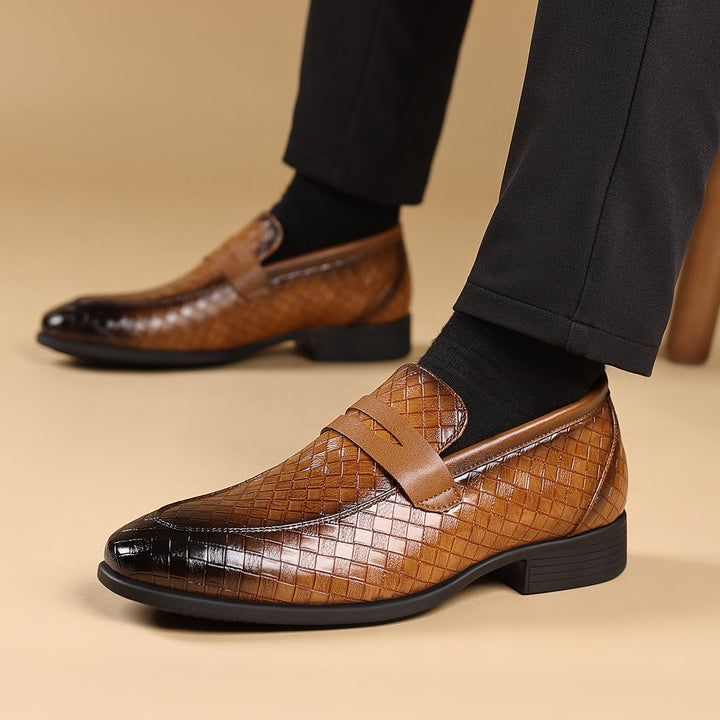Mens Leather Loafers Slip-On Style