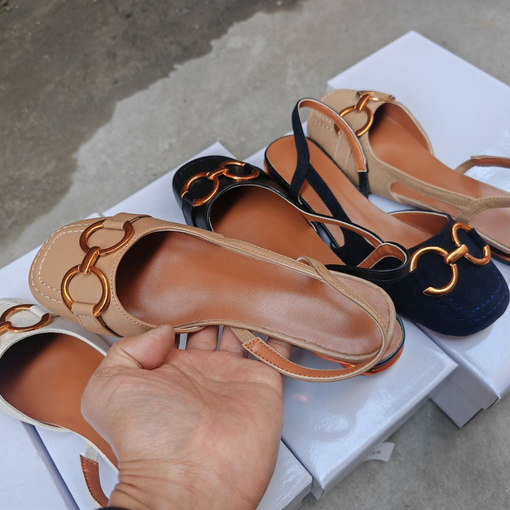 Womens Slingback Shoes Leather Strap Elegant Fit
