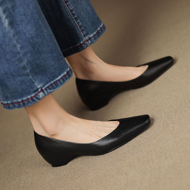 Womens Genuine Leather Flats Slip-On Style