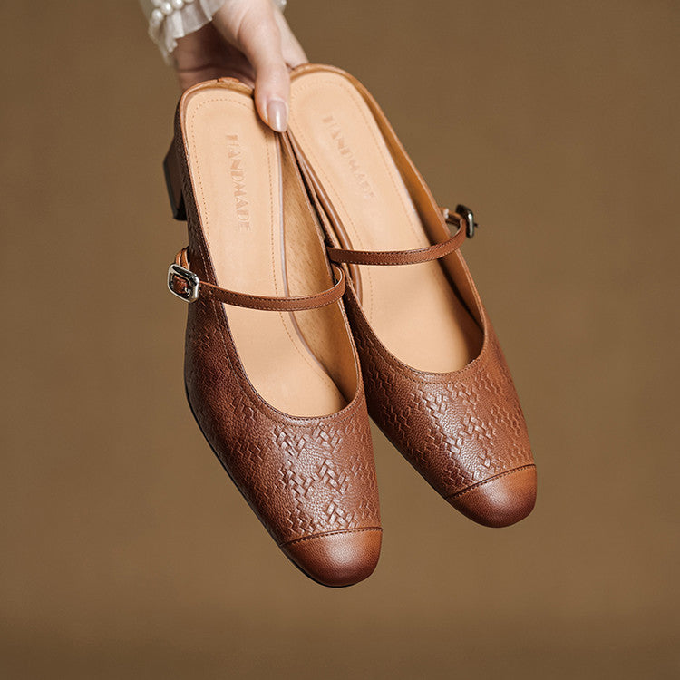 Womens Leather Mules Genuine Leather Slip-On