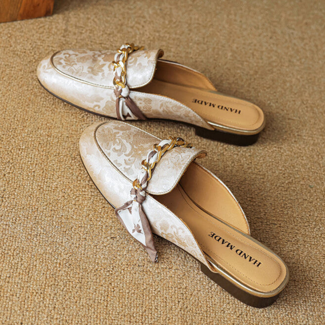 Womens Genuine Leather Mules Slip-On Style
