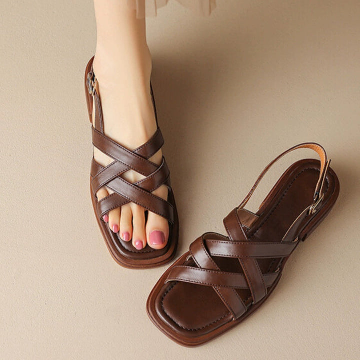 Womens Leather Sandals Slip-On Comfortable Fit