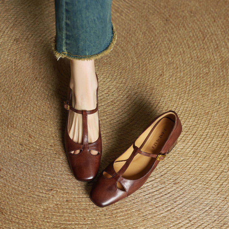 Womens Genuine Leather Heels Classic Fit