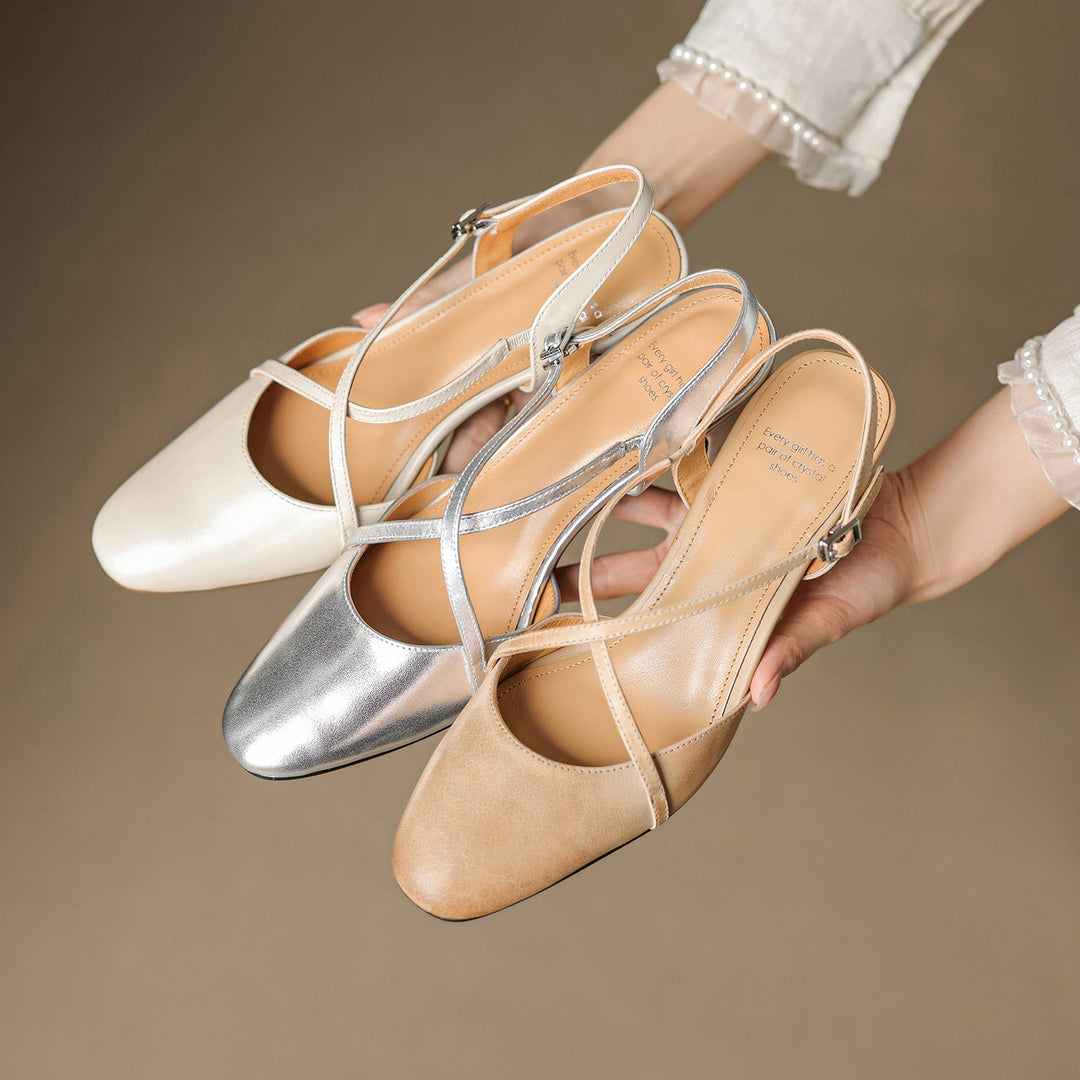 Womens Slingback Shoes Genuine Leather