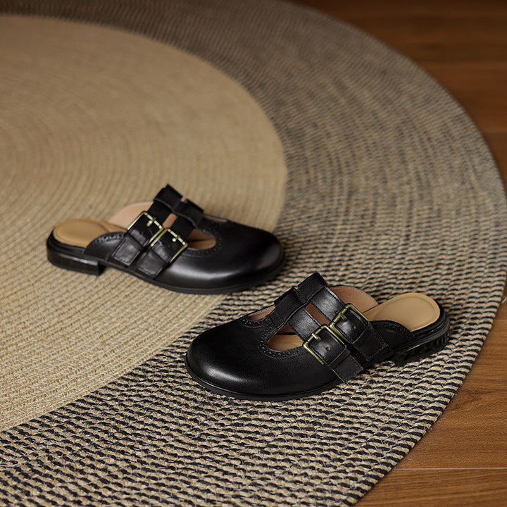 Womens Genuine Leather Mules Slip-On Comfortable