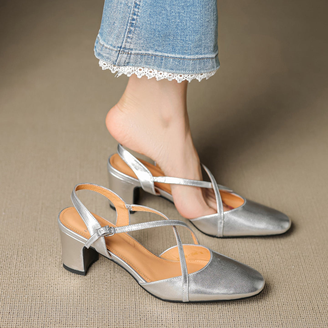 Womens Slingback Shoes Genuine Leather