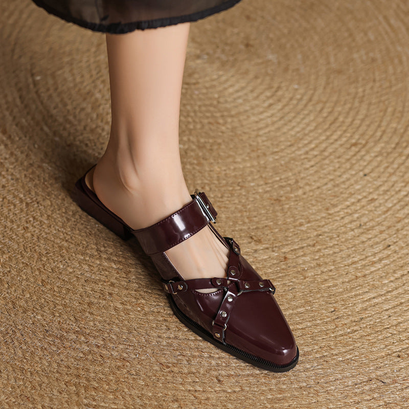 Womens Slingback Shoes Genuine Leather