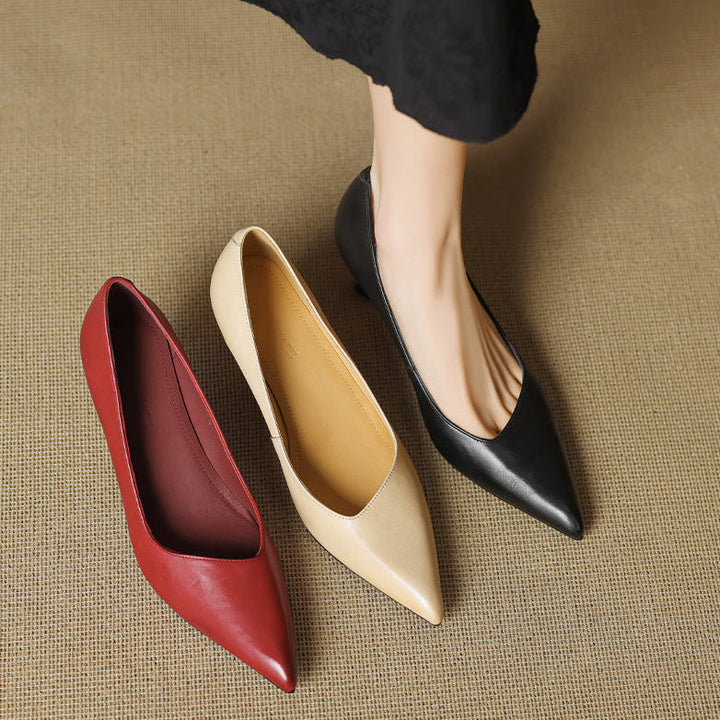 Womens Genuine Leather Heels Classic Fit