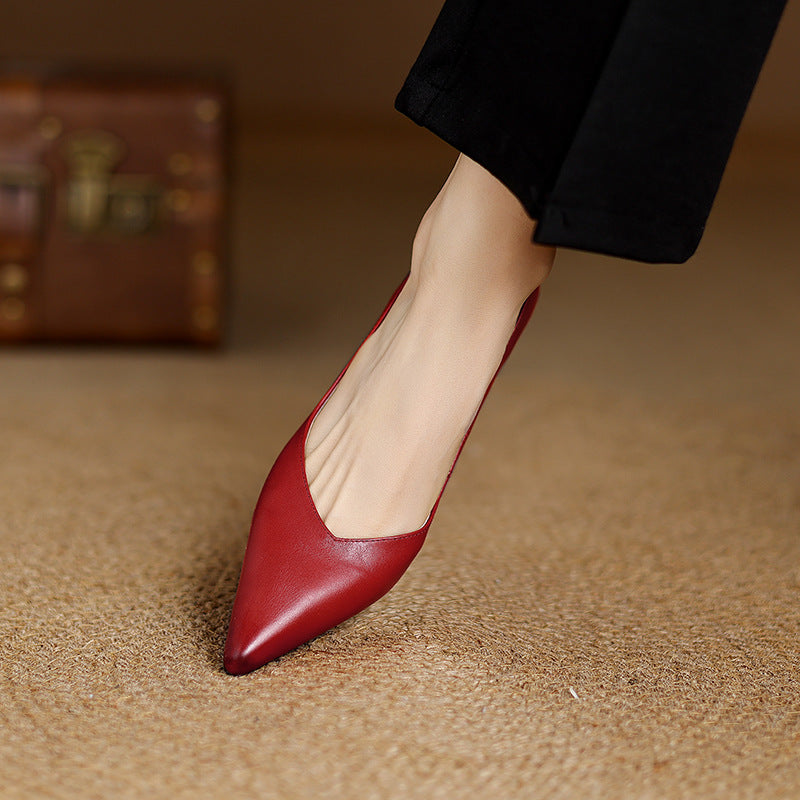 Womens Genuine Leather Heels Classic Fit