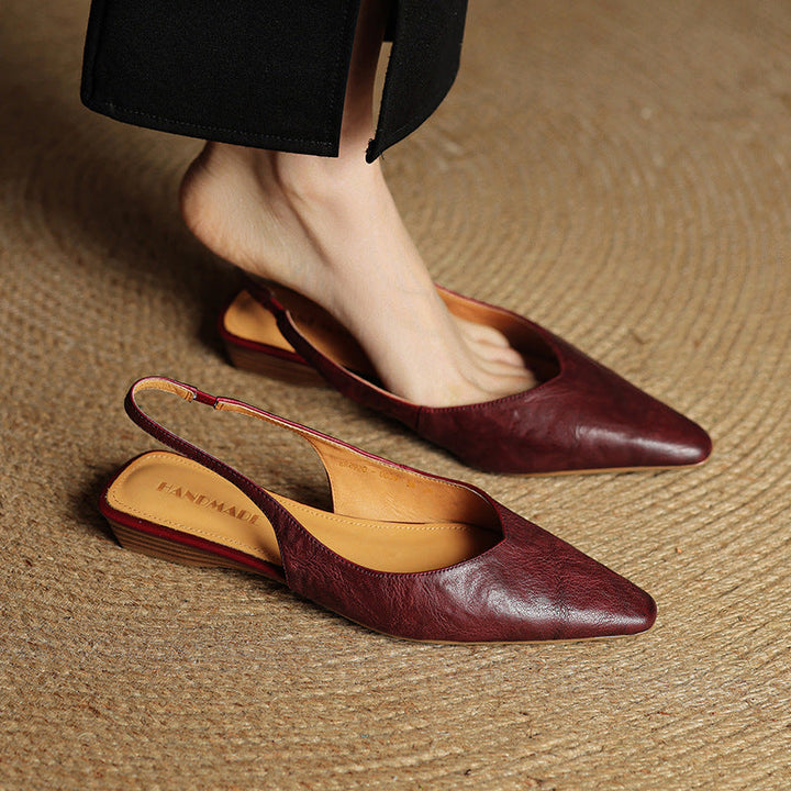Womens Slingback Shoes Genuine Leather Classic Fit - BritishMode
