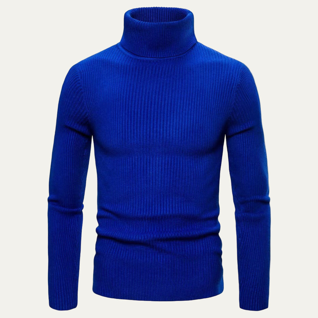 Mens Slim Fit Turtleneck Sweater Rib Knit