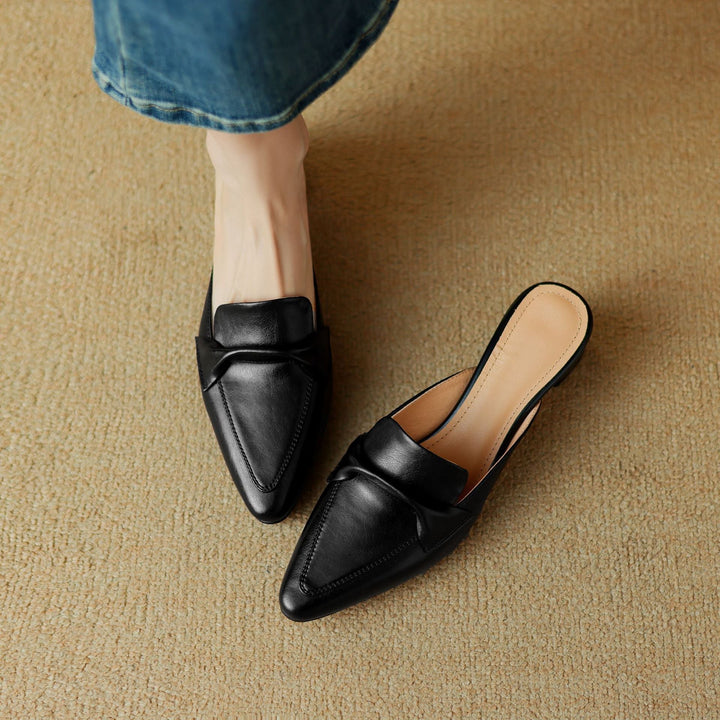 Womens Leather Mules Genuine Leather Slip-On