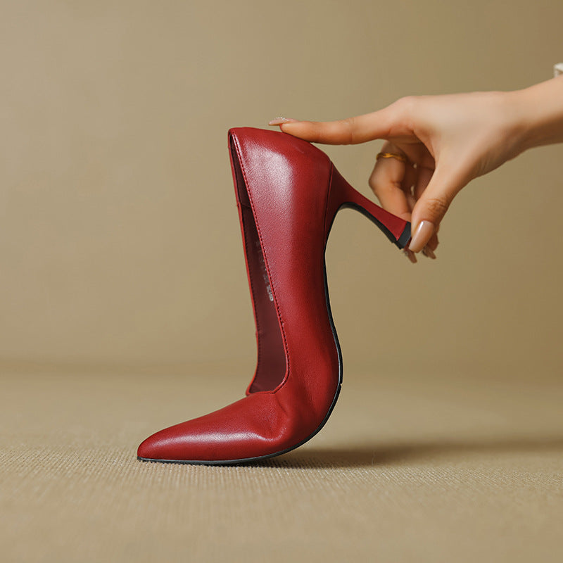 Womens Genuine Leather Heels Classic Fit