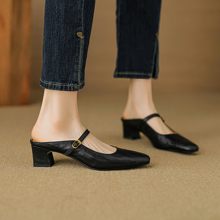 Womens Leather Mules Genuine Leather Slip-On
