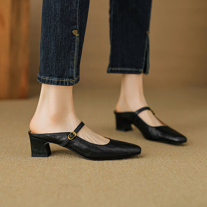 Womens Leather Mules Genuine Leather Slip-On