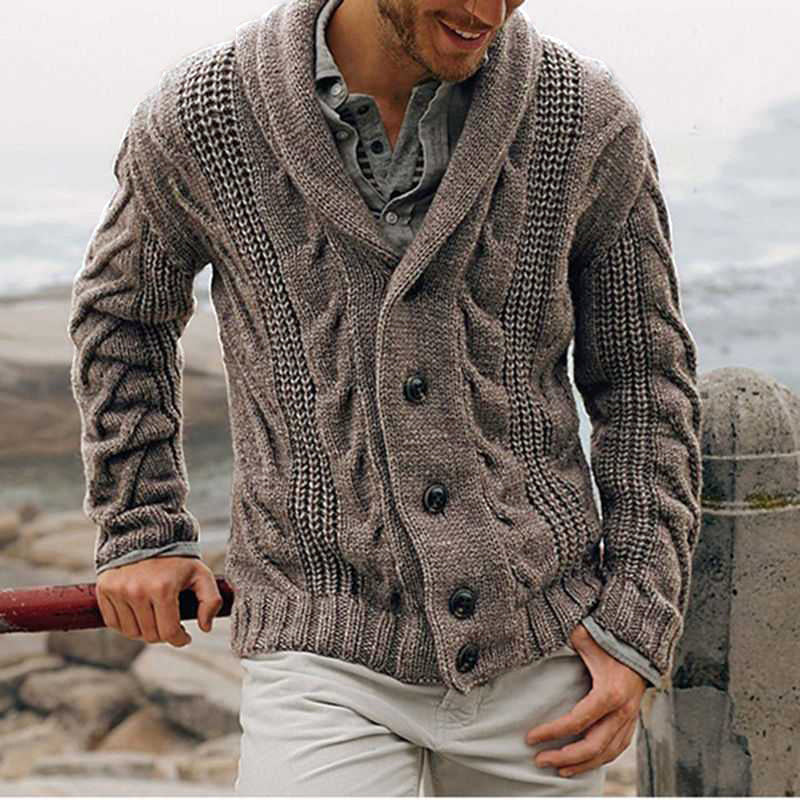 Womens Cardigan Structured Design Rolled-Up Collar