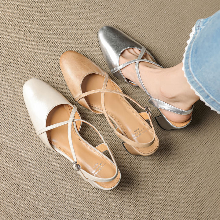 Womens Slingback Shoes Genuine Leather