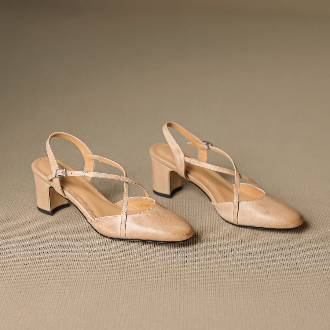 Womens Slingback Shoes Genuine Leather