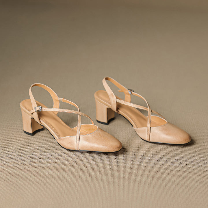 Womens Slingback Shoes Genuine Leather