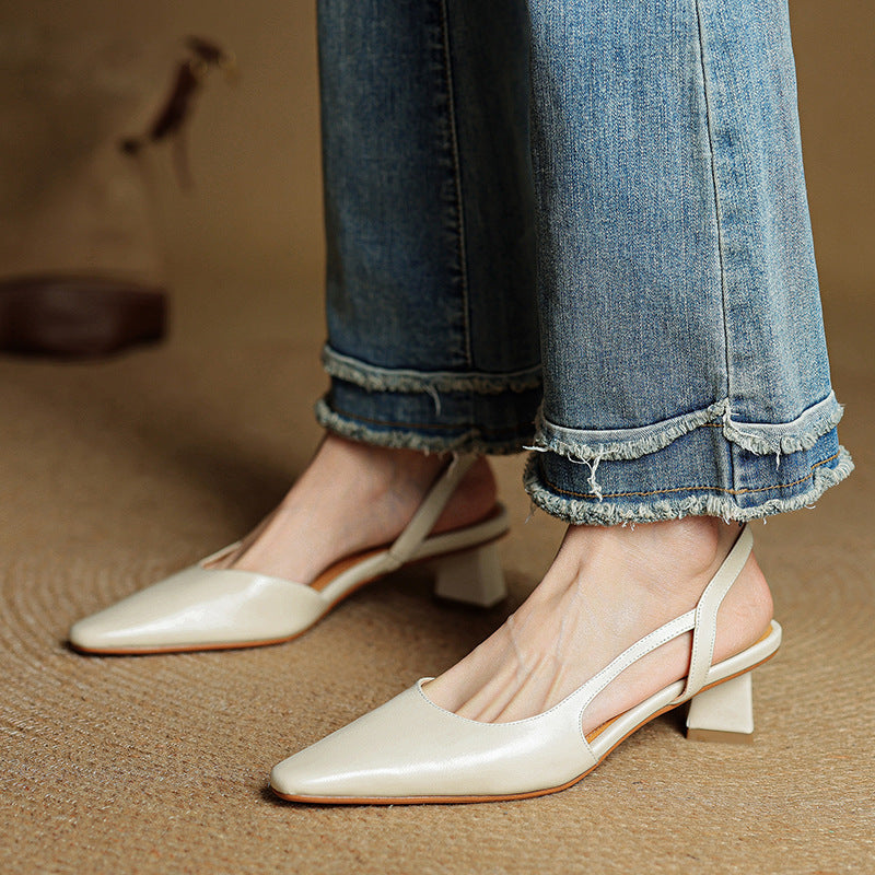 Womens Genuine Leather Heels Classic Fit