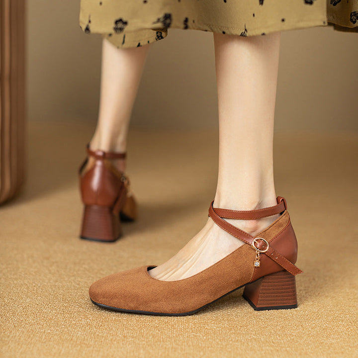 Womens Suede Heels Pointed Toe Classic Fit