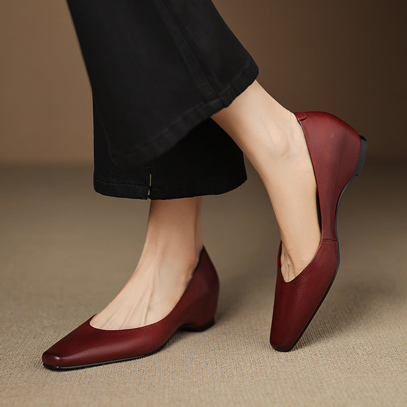 Womens Genuine Leather Flats Slip-On Style
