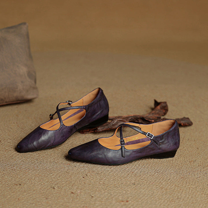 Womens Leather Flats Genuine Material