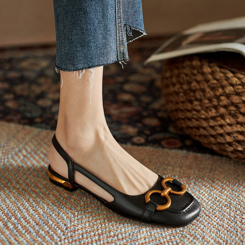Womens Slingback Shoes Leather Strap Elegant Fit