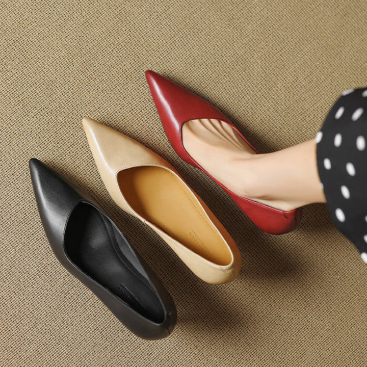 Womens Genuine Leather Heels Classic Fit