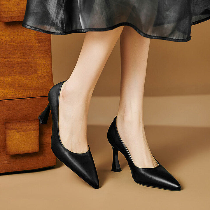 Womens Genuine Leather Heels Classic Fit