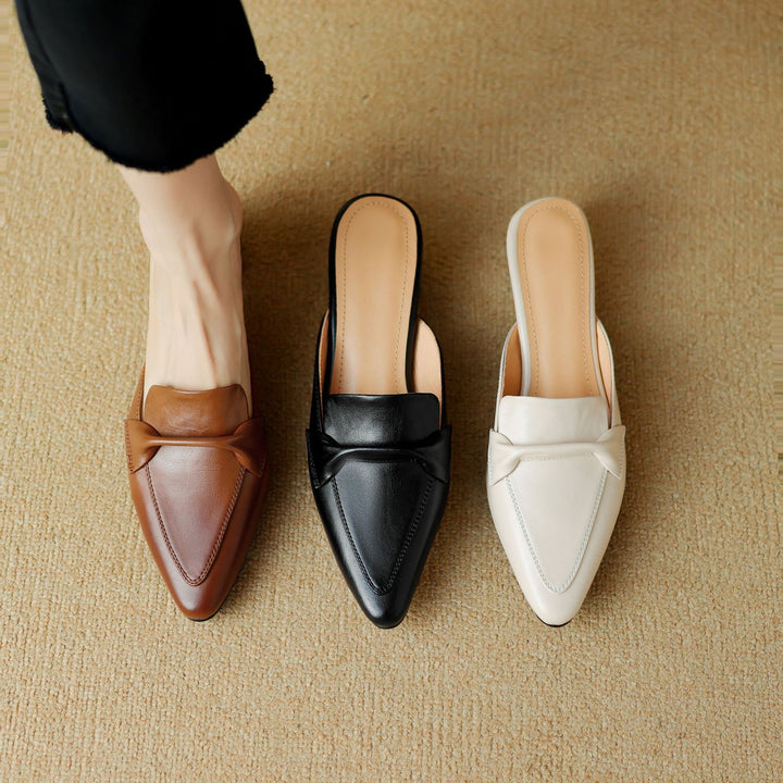Womens Leather Mules Genuine Leather Slip-On