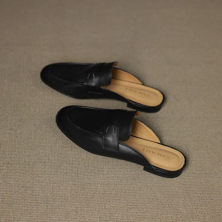 Womens Genuine Leather Mules Slip-On Comfortable